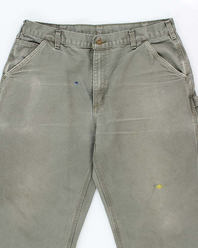 Vintage Carhartt Heavyweight Single Knee Green Carpenter Trousers - W36 L29