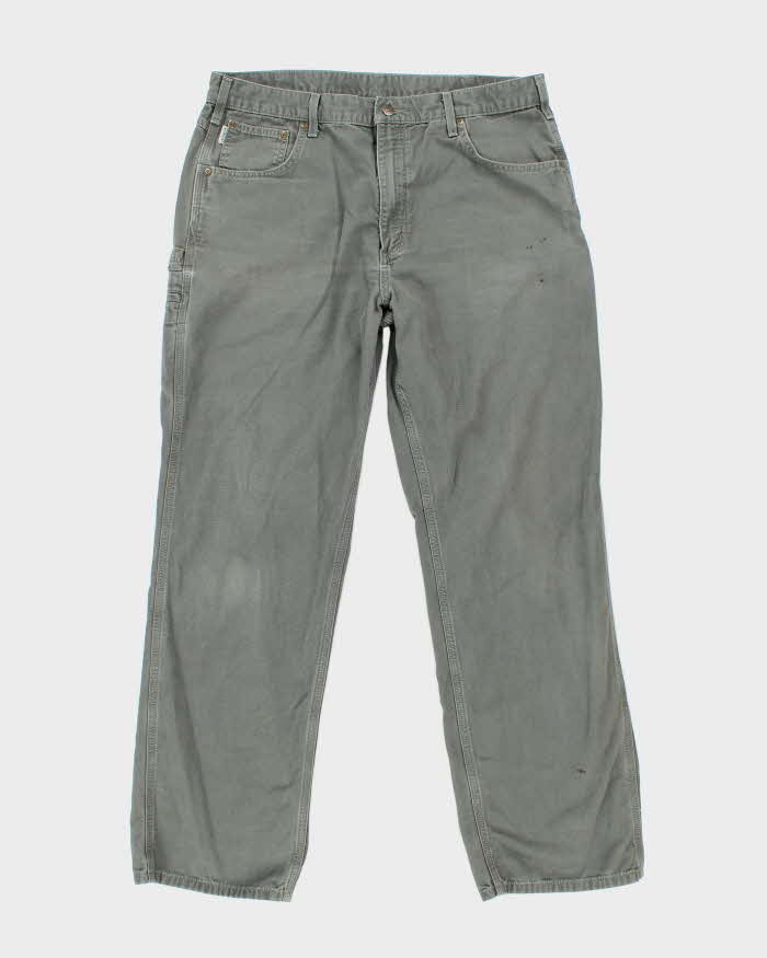 Vintage Carhartt Heavyweight Single Knee Green Carpenter Trousers - W36 L32