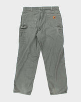 Vintage Carhartt Heavyweight Single Knee Green Carpenter Trousers - W36 L32