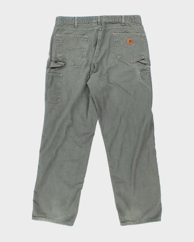 Vintage Carhartt Heavyweight Single Knee Green Carpenter Trousers - W36 L32