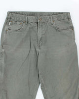 Vintage Carhartt Heavyweight Single Knee Green Carpenter Trousers - W36 L32