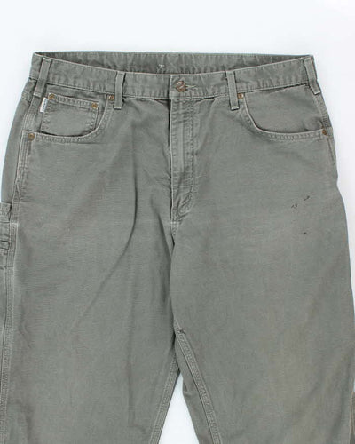 Vintage Carhartt Heavyweight Single Knee Green Carpenter Trousers - W36 L32