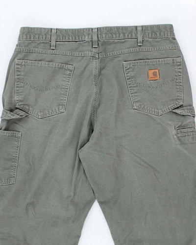 Vintage Carhartt Heavyweight Single Knee Green Carpenter Trousers - W36 L32