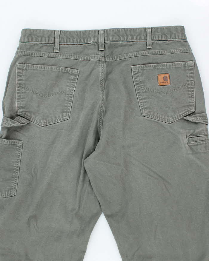 Vintage Carhartt Heavyweight Single Knee Green Carpenter Trousers - W36 L32