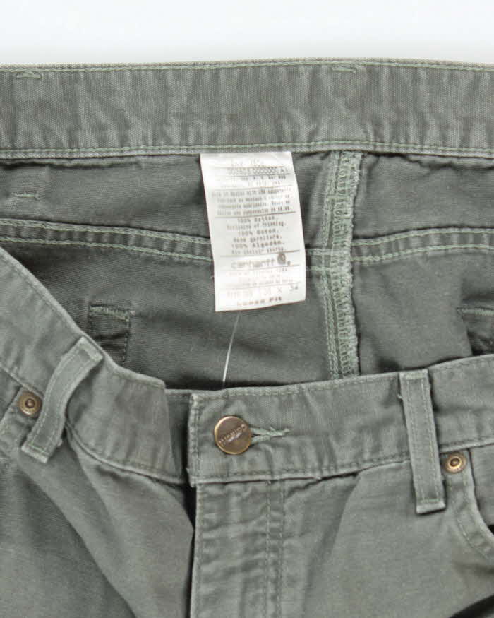Vintage Carhartt Heavyweight Single Knee Green Carpenter Trousers - W36 L32