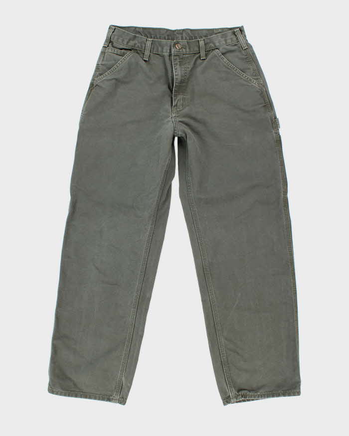 Vintage Carhartt Heavyweight Single Knee Green Carpenter Trousers - W32 L29