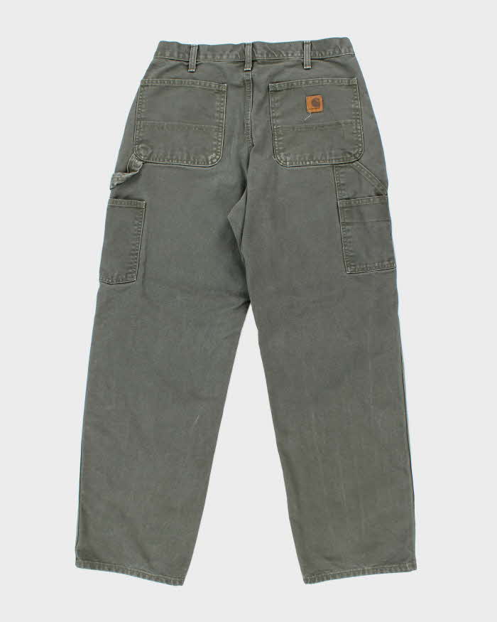 Vintage Carhartt Heavyweight Single Knee Green Carpenter Trousers - W32 L29