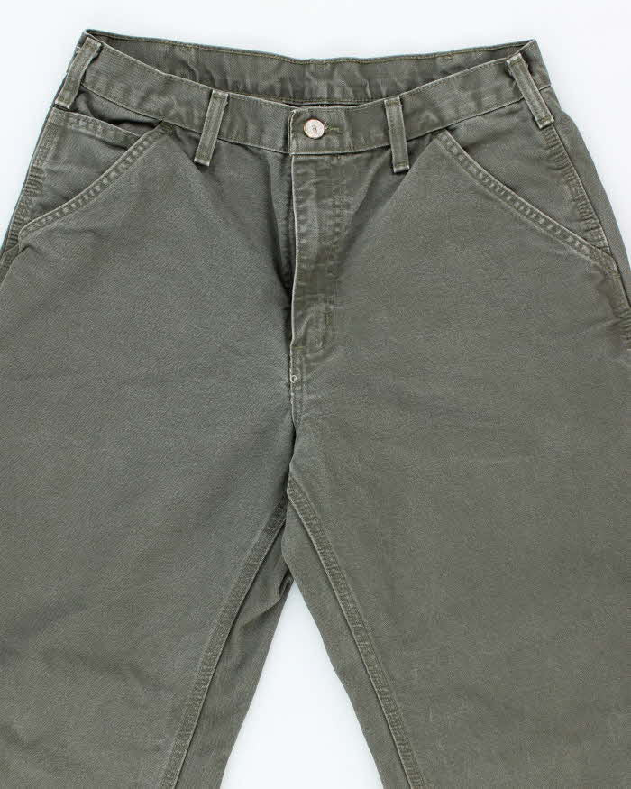 Vintage Carhartt Heavyweight Single Knee Green Carpenter Trousers - W32 L29