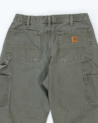 Vintage Carhartt Heavyweight Single Knee Green Carpenter Trousers - W32 L29
