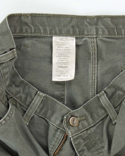 Vintage Carhartt Heavyweight Single Knee Green Carpenter Trousers - W32 L29