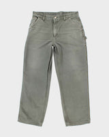 Vintage Carhartt Heavyweight Single Knee Green Carpenter Trousers - W34 L28