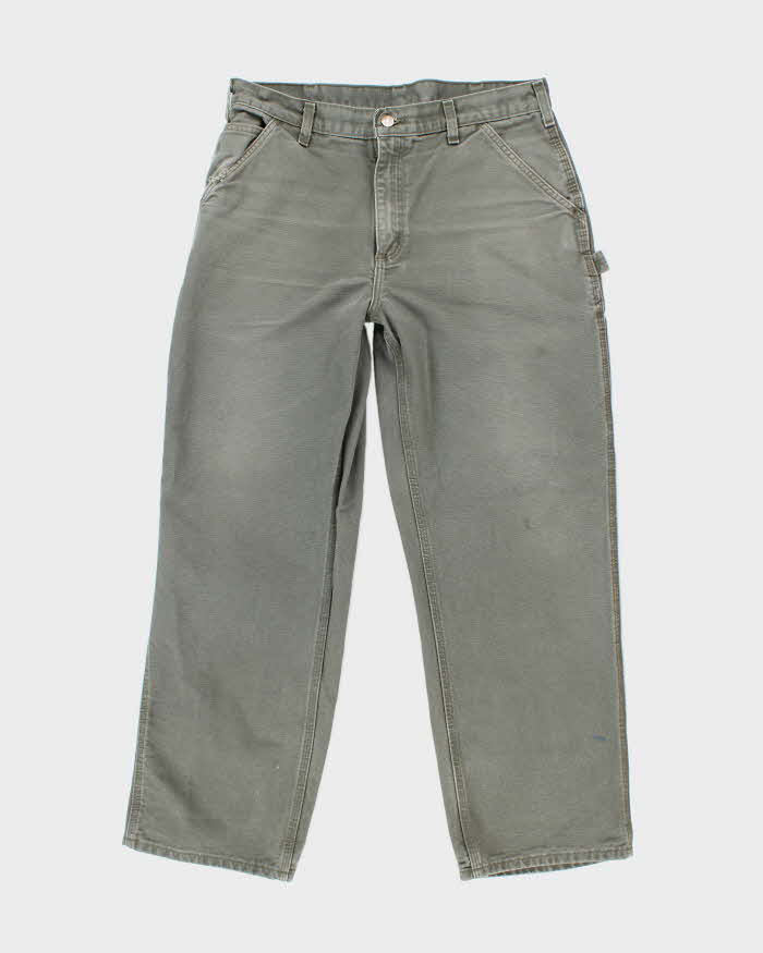 Vintage Carhartt Heavyweight Single Knee Green Carpenter Trousers - W34 L28