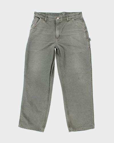 Vintage Carhartt Heavyweight Single Knee Green Carpenter Trousers - W34 L28