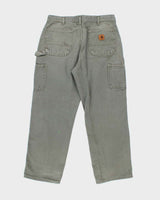 Vintage Carhartt Heavyweight Single Knee Green Carpenter Trousers - W34 L28
