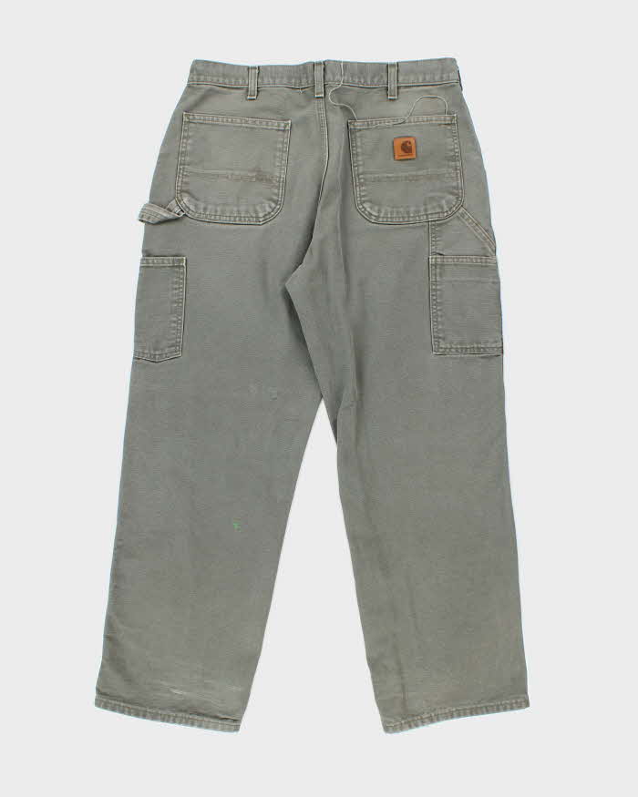 Vintage Carhartt Heavyweight Single Knee Green Carpenter Trousers - W34 L28
