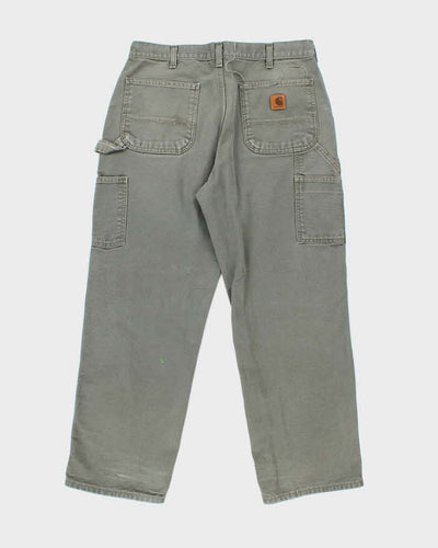 Vintage Carhartt Heavyweight Single Knee Green Carpenter Trousers - W34 L28