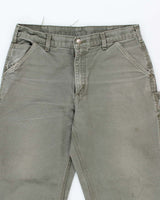 Vintage Carhartt Heavyweight Single Knee Green Carpenter Trousers - W34 L28