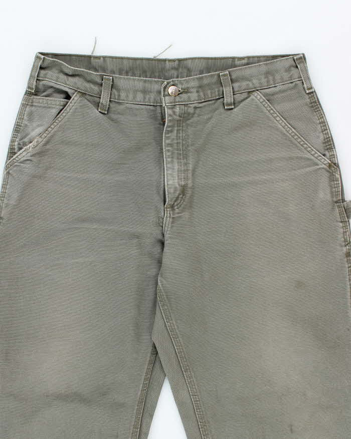 Vintage Carhartt Heavyweight Single Knee Green Carpenter Trousers - W34 L28