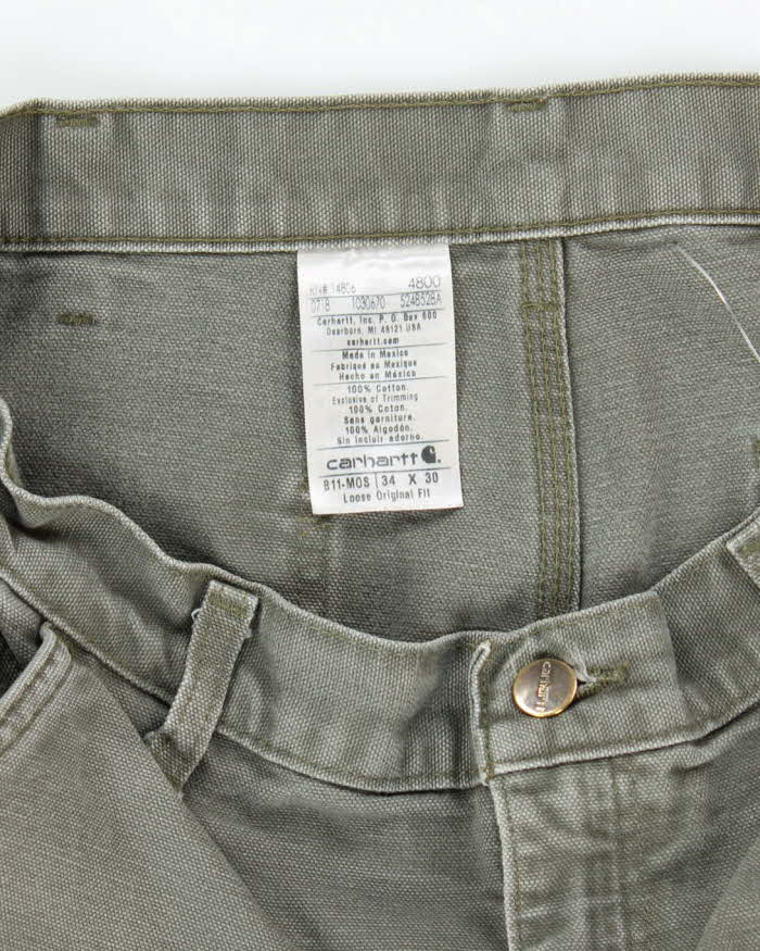 Vintage Carhartt Heavyweight Single Knee Green Carpenter Trousers - W34 L28