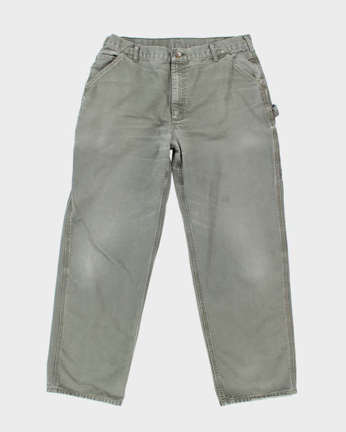 Vintage Carhartt Heavyweight Single Knee Green Carpenter Trousers - W36 L31