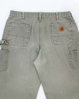 Vintage Carhartt Heavyweight Single Knee Green Carpenter Trousers - W36 L31