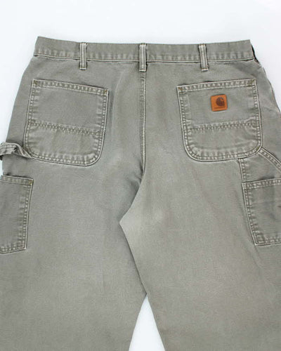 Vintage Carhartt Heavyweight Single Knee Green Carpenter Trousers - W36 L31
