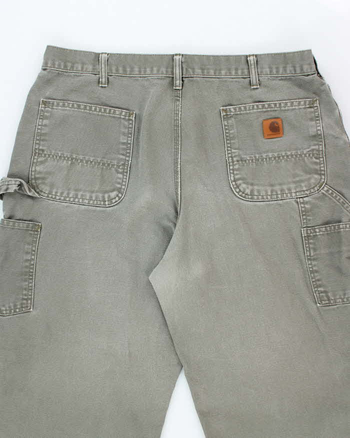 Vintage Carhartt Heavyweight Single Knee Green Carpenter Trousers - W36 L31