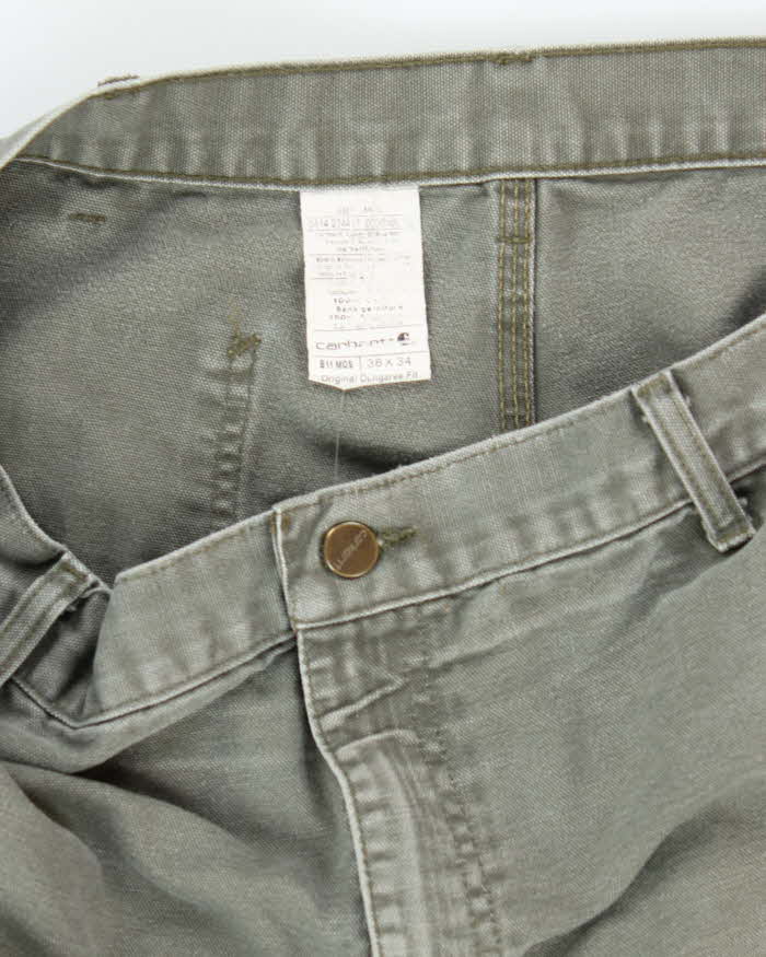 Vintage Carhartt Heavyweight Single Knee Green Carpenter Trousers - W36 L31