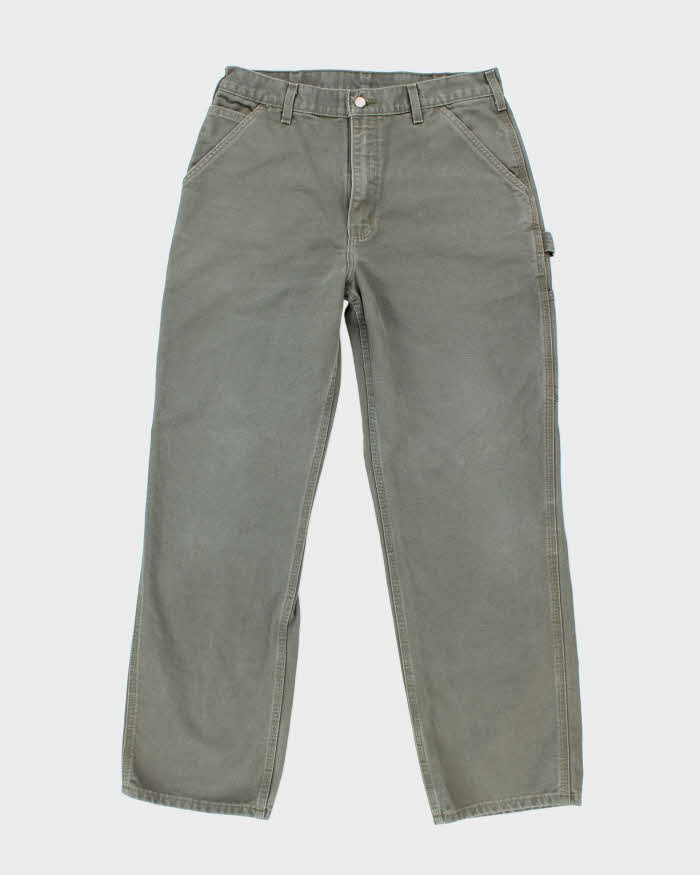 Vintage Carhartt Heavyweight Single Knee Green Carpenter Trousers - W34 L30