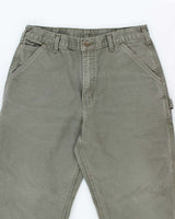 Vintage Carhartt Heavyweight Single Knee Green Carpenter Trousers - W34 L30