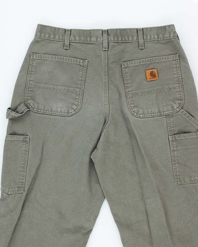 Vintage Carhartt Heavyweight Single Knee Green Carpenter Trousers - W34 L30