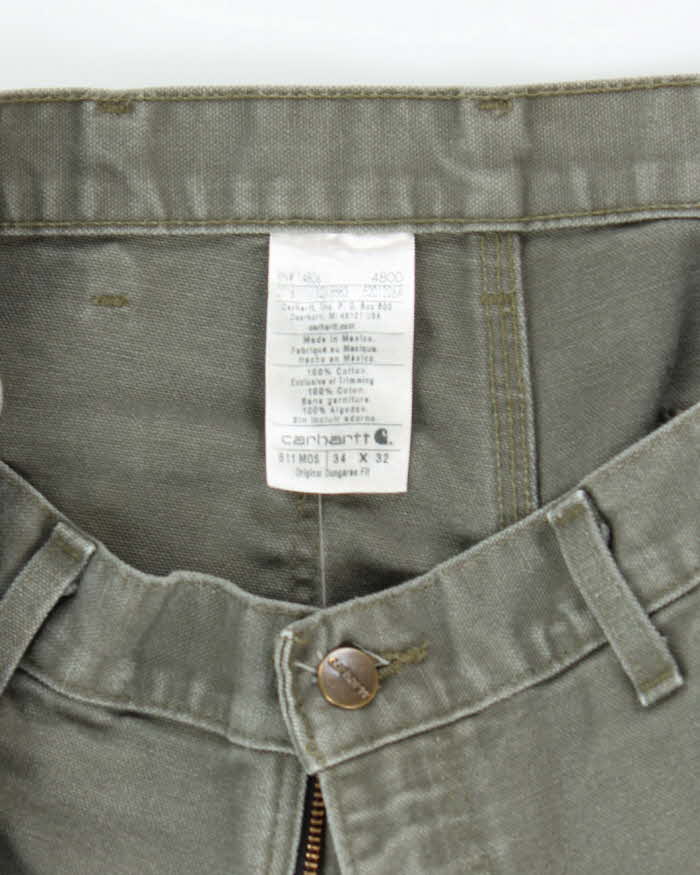 Vintage Carhartt Heavyweight Single Knee Green Carpenter Trousers - W34 L30