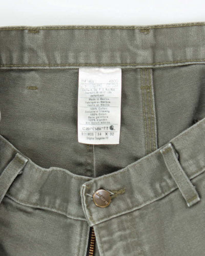 Vintage Carhartt Heavyweight Single Knee Green Carpenter Trousers - W34 L30
