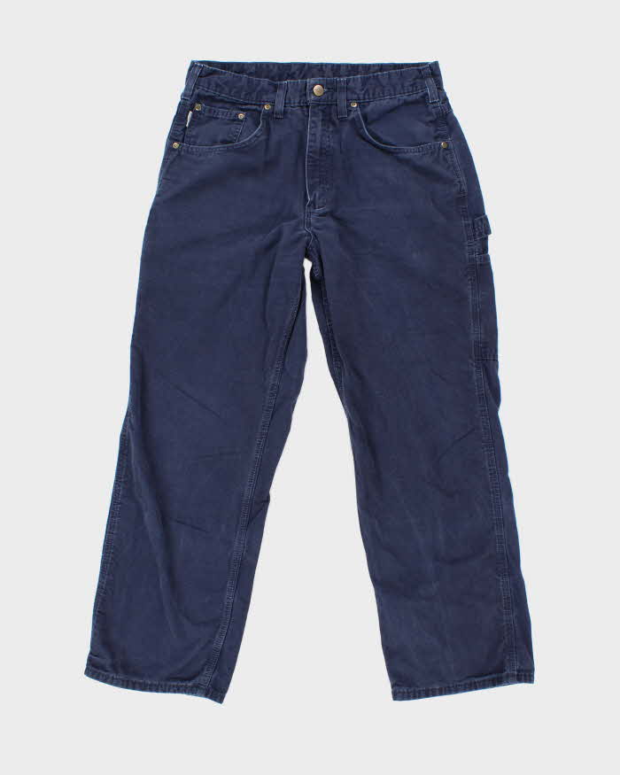 Vintage Carhartt Heavyweight Single Knee Blue Faded Carpenter Trousers - W32 L26