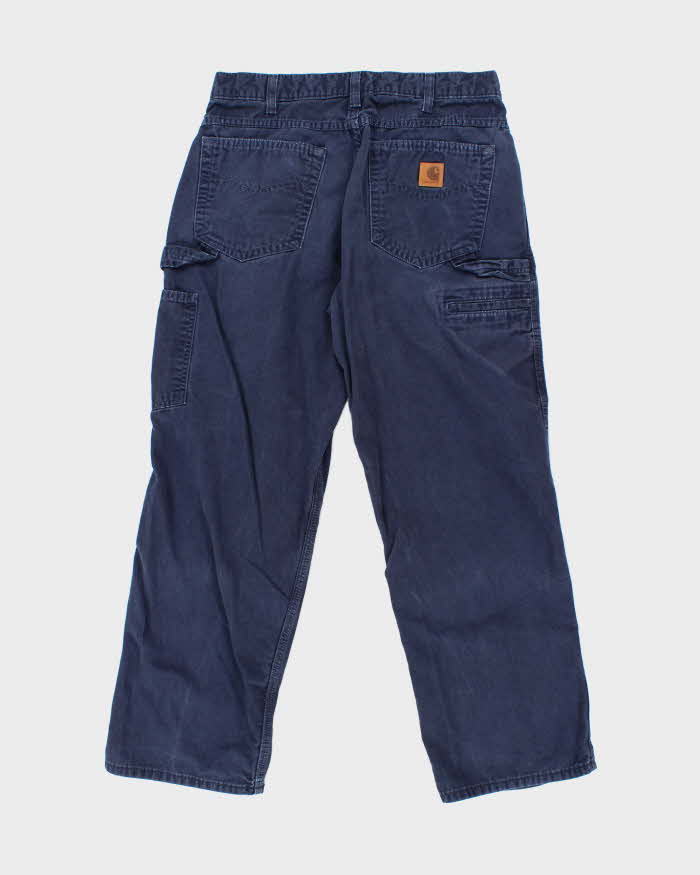 Vintage Carhartt Heavyweight Single Knee Blue Faded Carpenter Trousers - W32 L26