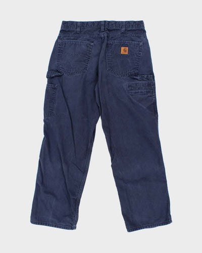 Vintage Carhartt Heavyweight Single Knee Blue Faded Carpenter Trousers - W32 L26
