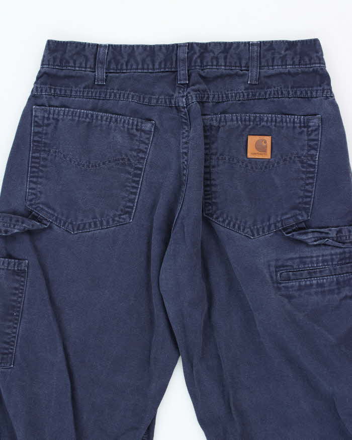 Vintage Carhartt Heavyweight Single Knee Blue Faded Carpenter Trousers - W32 L26