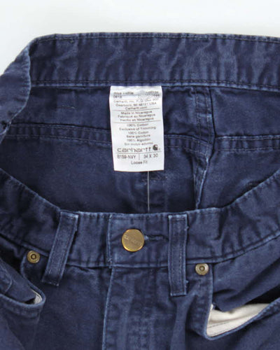Vintage Carhartt Heavyweight Single Knee Blue Faded Carpenter Trousers - W32 L26