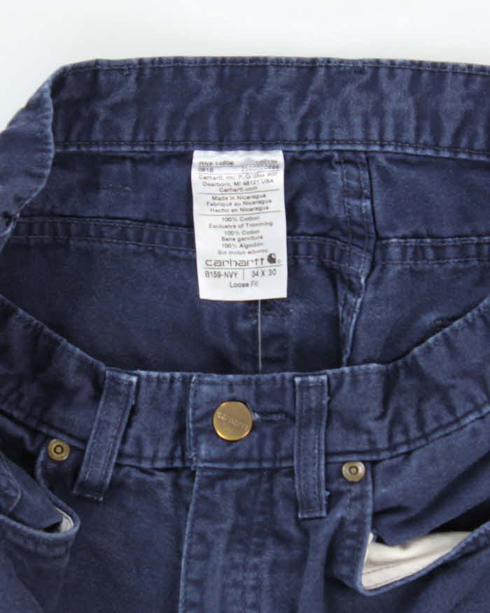 Vintage Carhartt Heavyweight Single Knee Blue Faded Carpenter Trousers - W32 L26