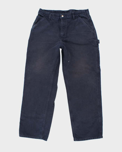 Vintage Carhartt Heavyweight Single Knee Blue Faded Carpenter Trousers - W32 L30