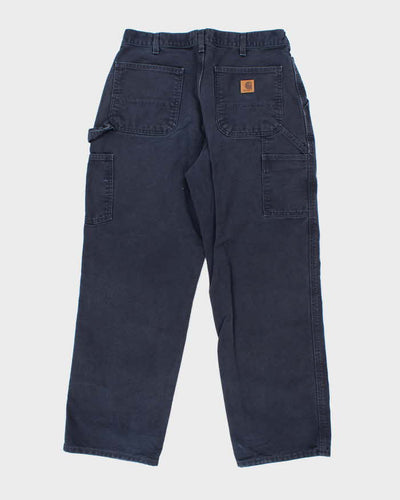 Vintage Carhartt Heavyweight Single Knee Blue Faded Carpenter Trousers - W32 L30