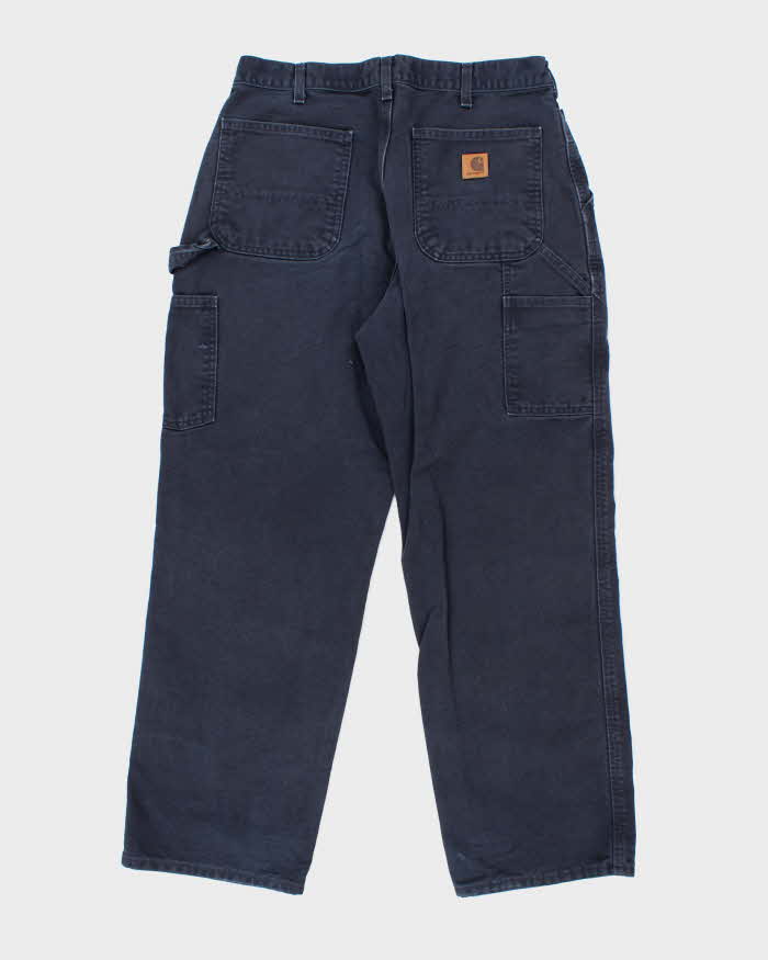 Vintage Carhartt Heavyweight Single Knee Blue Faded Carpenter Trousers - W32 L30
