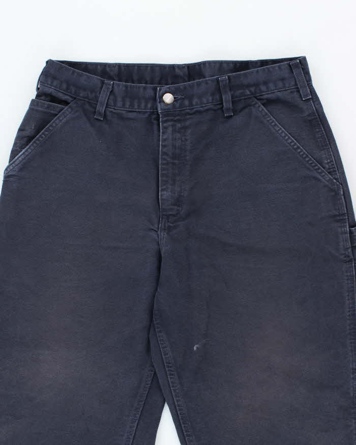 Vintage Carhartt Heavyweight Single Knee Blue Faded Carpenter Trousers - W32 L30