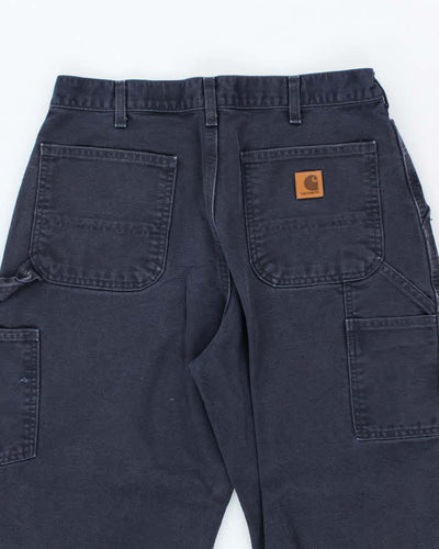 Vintage Carhartt Heavyweight Single Knee Blue Faded Carpenter Trousers - W32 L30