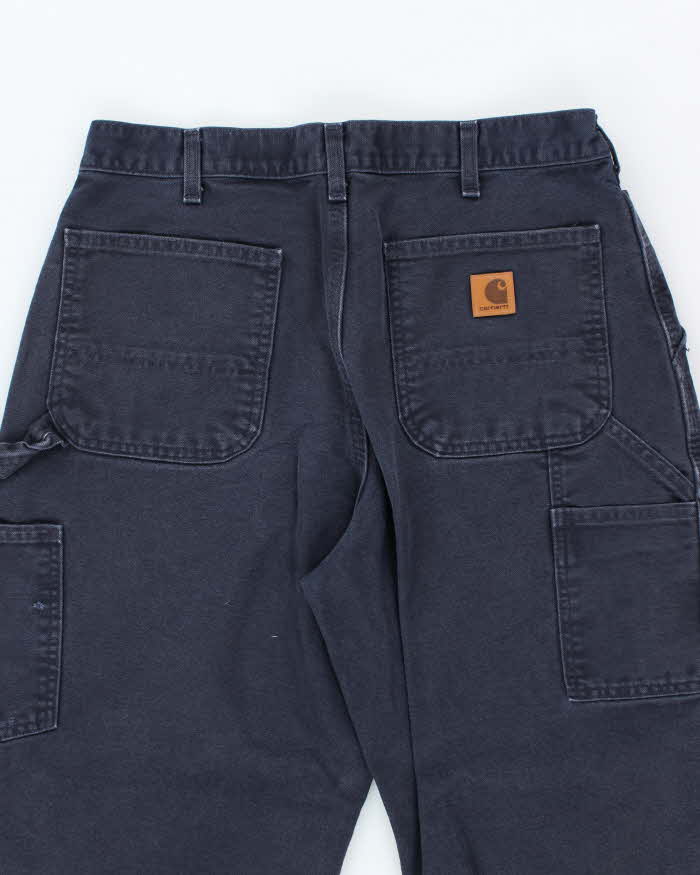 Vintage Carhartt Heavyweight Single Knee Blue Faded Carpenter Trousers - W32 L30