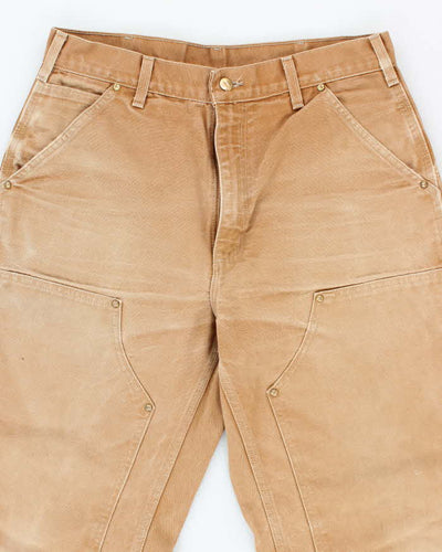 Vintage Carhartt Heavyweight Double Knee Beige Faded Carpenter Trousers - W32 L30