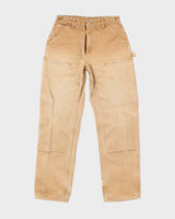 Vintage Carhartt Heavyweight Double Knee Beige Faded Carpenter Trousers - W29 L31