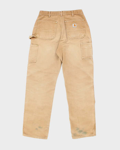 Vintage Carhartt Heavyweight Double Knee Beige Faded Carpenter Trousers - W29 L31