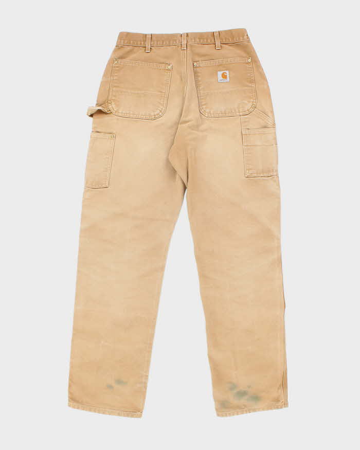 Vintage Carhartt Heavyweight Double Knee Beige Faded Carpenter Trousers - W29 L31