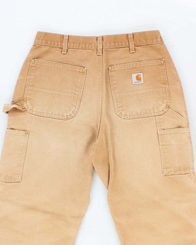 Vintage Carhartt Heavyweight Double Knee Beige Faded Carpenter Trousers - W29 L31